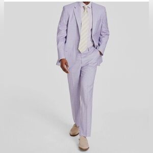 Nautica Men's Purple Check Modern Fit Gaff 2 Piece Suit Jacket Pants- NWT